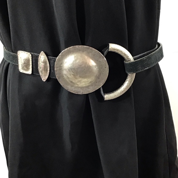 Vintage Accessories - Vintage Anthony Alexander hammered silver and black suede sling belt